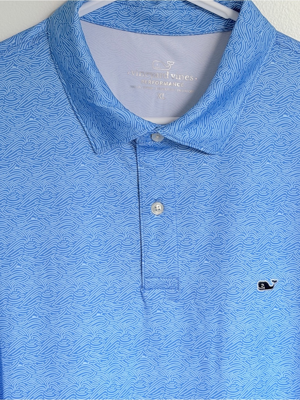 Vineyard Vines 🐳 Light Blue Wave-Print Performance Polo | NEW!